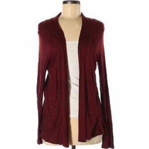 Bobeau Oxblood Red Open Front Cardigan S